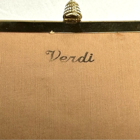 Verdi Mid-Century Vintage Floral Embroidered Bag GUC w/ Gold Tone Chain - Picture 13 of 14